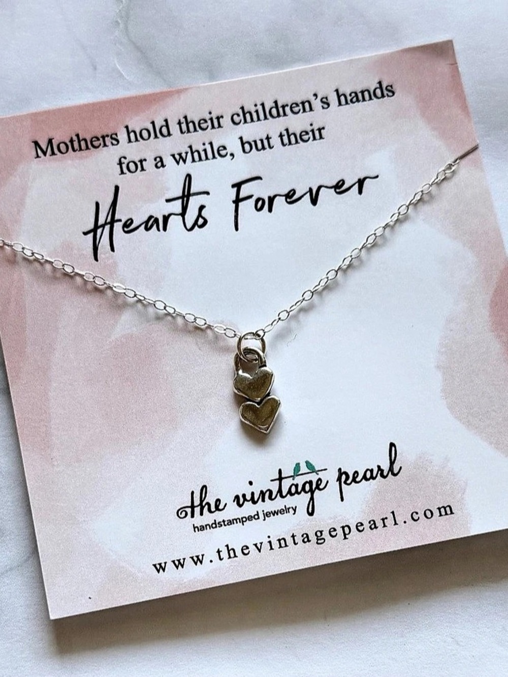 The Vintage Pearl Hearts Forever Necklace Heart Pendant Sterling Silver NWT
